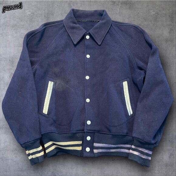 Vintage Villanova Jacket Mens Medium Blue Wool Varsity Letterman Striped 60s 70s - Picture 1 of 16